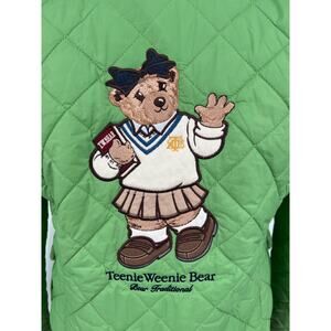 Teenie Weenie Bear hooded rugby league preppy bear green coat kids 14? womens xs